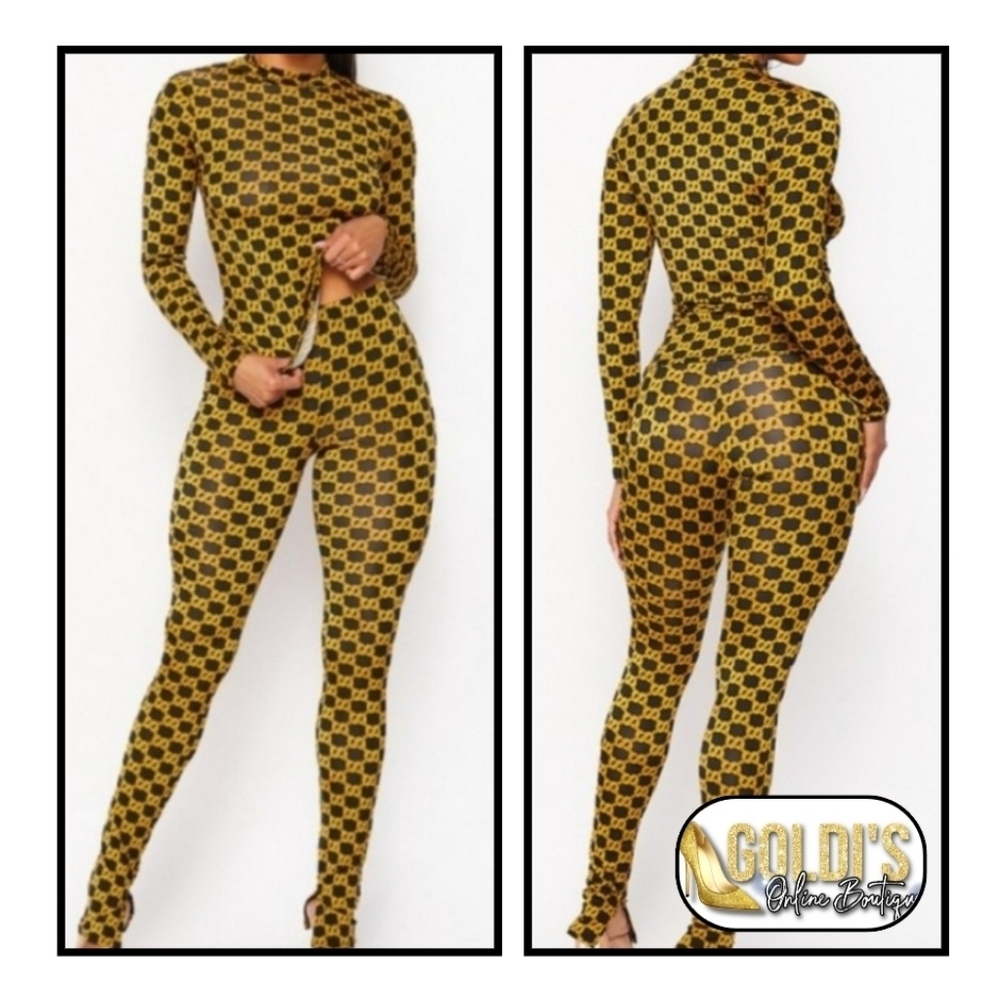 💗2 Piece Chain Print Leggings Set!